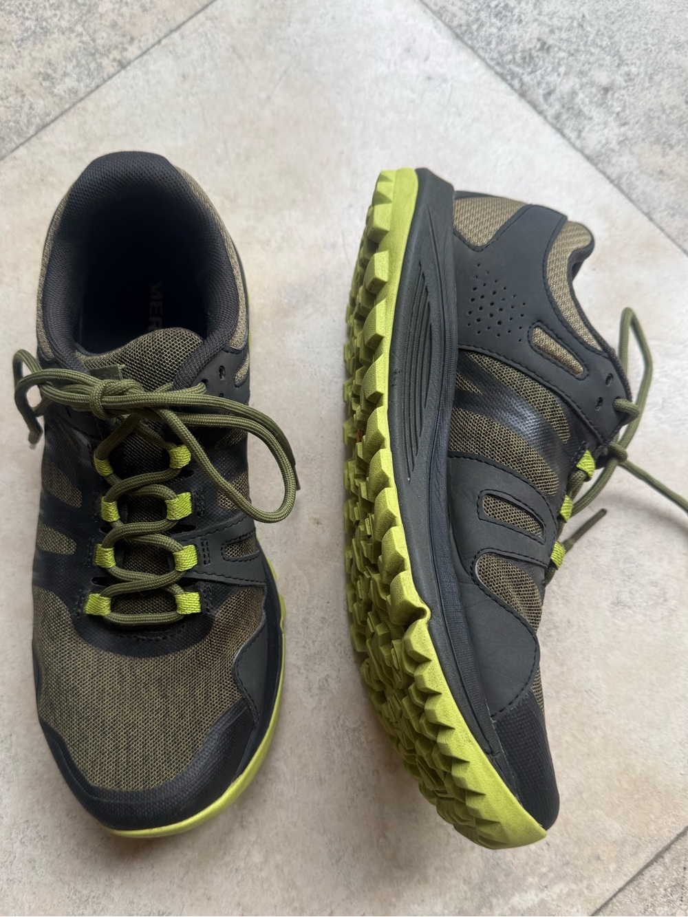 Merrell - Olive Green and Black Nova Sneakers - Men's size 7